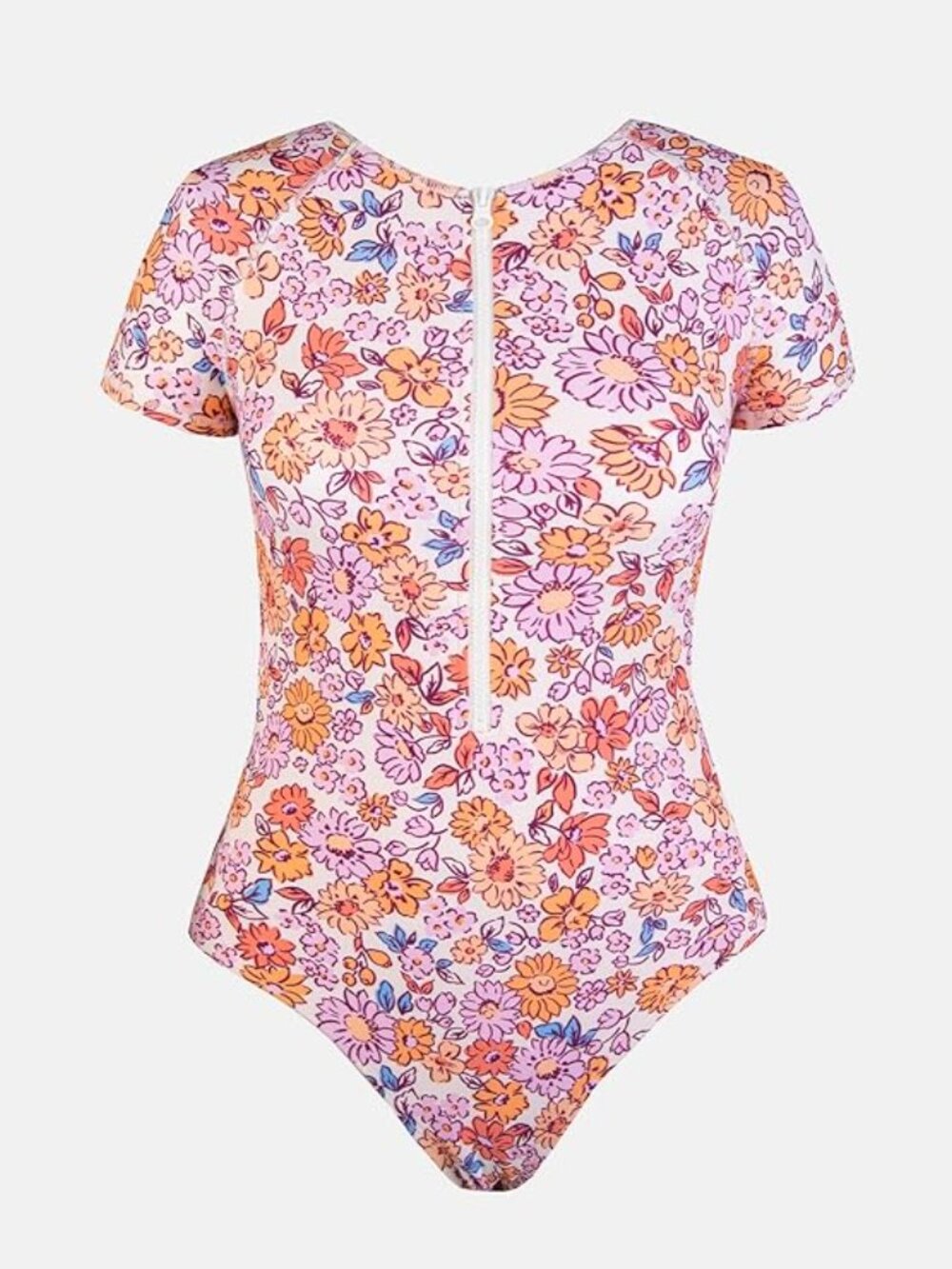 ✨ CUPSHE One Piece Swimsuit Mock Neck Zipper Short Sleeve Medium NWT - Picture 1 of 8